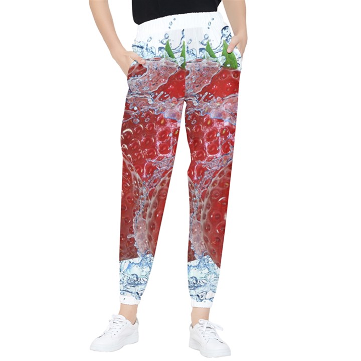 Red Strawberries Water Squirt Strawberry Fresh Splash Drops Women s Tapered Pants