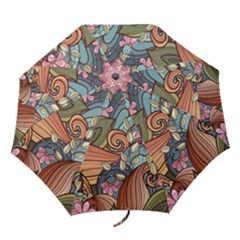 Multicolored Flower Decor Flowers Patterns Leaves Colorful Folding Umbrellas