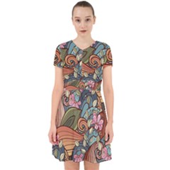 Multicolored Flower Decor Flowers Patterns Leaves Colorful Adorable In Chiffon Dress