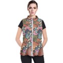 Multicolored Flower Decor Flowers Patterns Leaves Colorful Women s Puffer Vest View1