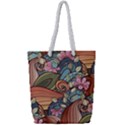 Multicolored Flower Decor Flowers Patterns Leaves Colorful Full Print Rope Handle Tote (Small) View1