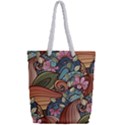 Multicolored Flower Decor Flowers Patterns Leaves Colorful Full Print Rope Handle Tote (Small) View2