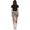 Multicolored Flower Decor Flowers Patterns Leaves Colorful Inside Out Lightweight Velour Capri Leggings  View4