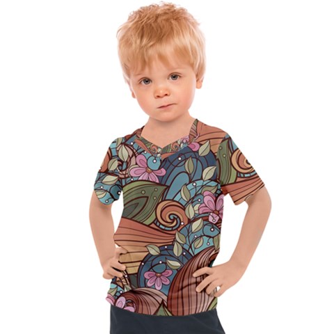 Multicolored Flower Decor Flowers Patterns Leaves Colorful Kids  Sports Tee by B30l