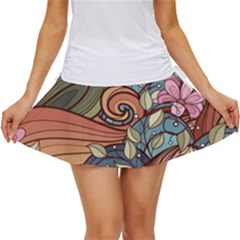 Multicolored Flower Decor Flowers Patterns Leaves Colorful Women s Skort by B30l