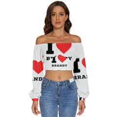 I Love Brandy Long Sleeve Crinkled Weave Crop Top by ilovewhateva