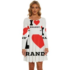 I Love Brandy Long Sleeve Wide Neck Velvet Dress by ilovewhateva