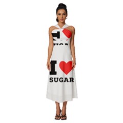 I Love Sugar  Sleeveless Cross Front Cocktail Midi Chiffon Dress by ilovewhateva