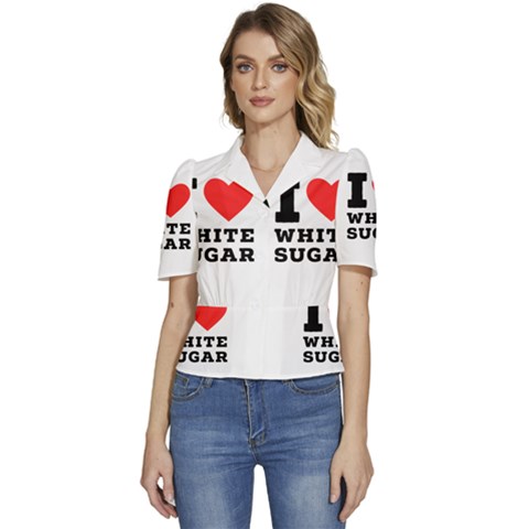 I Love White Sugar Puffed Short Sleeve Button Up Jacket by ilovewhateva