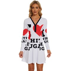 I Love White Sugar Long Sleeve Deep V Mini Dress  by ilovewhateva