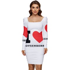 I Love Boysenberry  Women Long Sleeve Ruched Stretch Jersey Dress by ilovewhateva