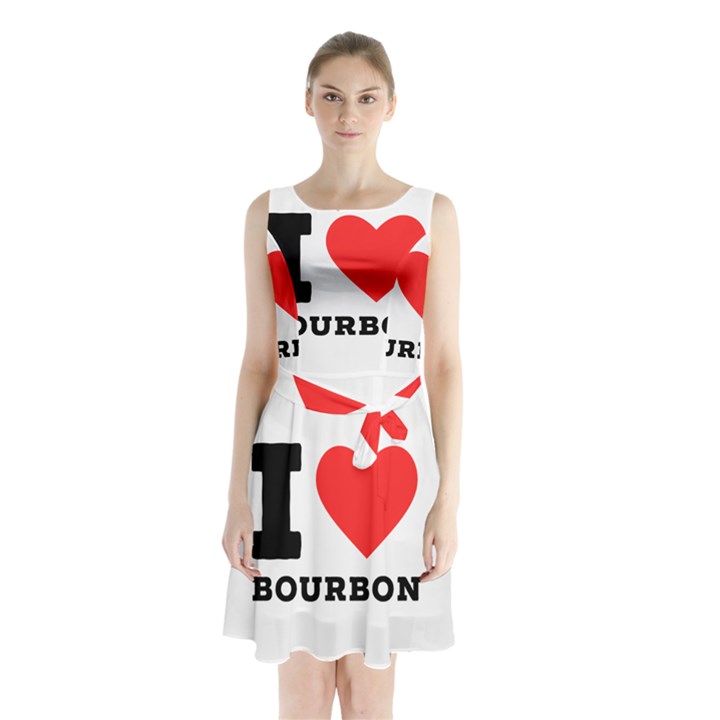 I love bourbon  Sleeveless Waist Tie Chiffon Dress