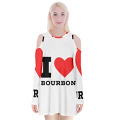 I Love Bourbon  Velvet Long Sleeve Shoulder Cutout Dress by ilovewhateva