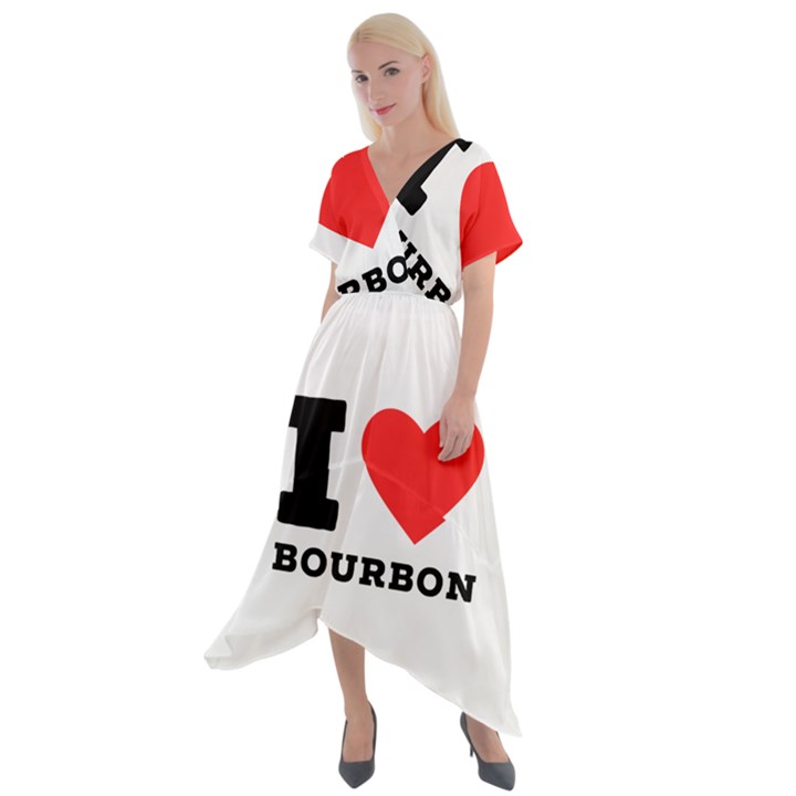 I love bourbon  Cross Front Sharkbite Hem Maxi Dress