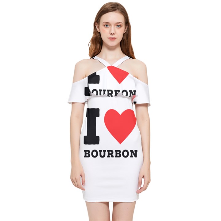 I love bourbon  Shoulder Frill Bodycon Summer Dress