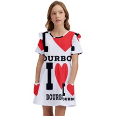 I Love Bourbon  Kids  Frilly Sleeves Pocket Dress by ilovewhateva