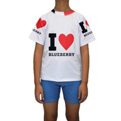 I Love Blueberry  Kids  Short Sleeve Swimwear by ilovewhateva