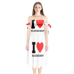 I Love Blueberry  Shoulder Tie Bardot Midi Dress by ilovewhateva