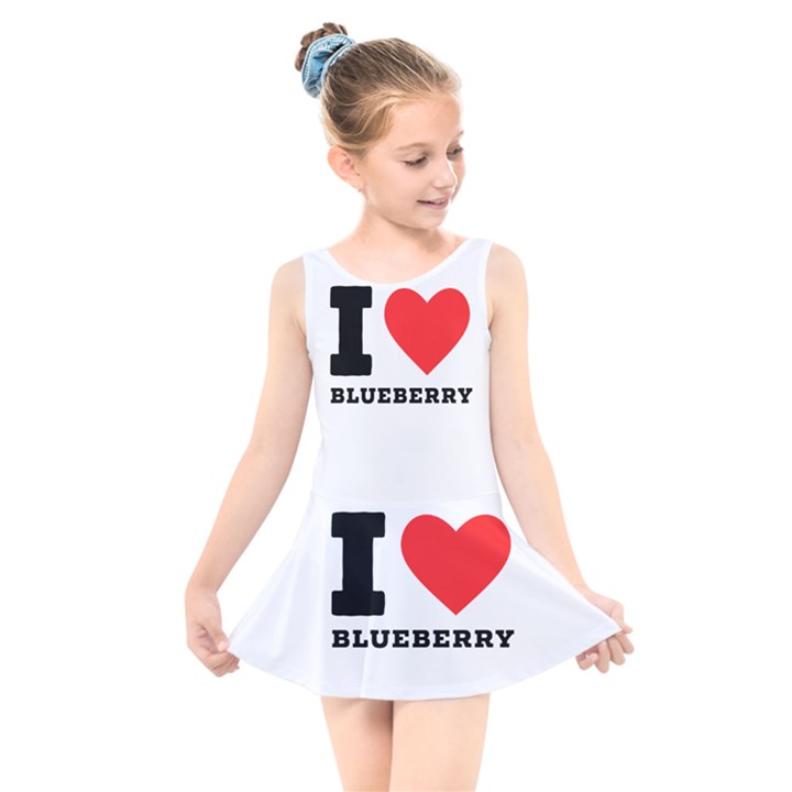 I love blueberry  Kids  Skater Dress Swimsuit