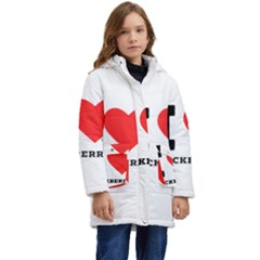 I Love Blackberries  Kids  Hooded Longline Puffer Jacket by ilovewhateva