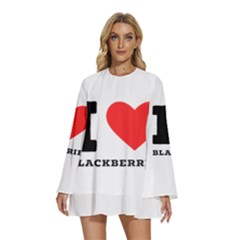 I Love Blackberries  Round Neck Long Sleeve Bohemian Style Chiffon Mini Dress by ilovewhateva