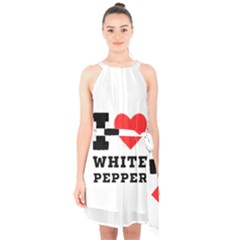 I Love White Pepper Halter Collar Waist Tie Chiffon Dress by ilovewhateva