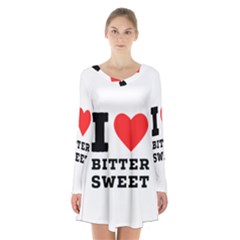 I Love Bitter Sweet Long Sleeve Velvet V-neck Dress by ilovewhateva