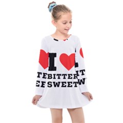 I Love Bitter Sweet Kids  Long Sleeve Dress by ilovewhateva