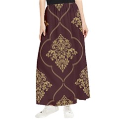 Vector Gold Ornament Pattern Seamless Damask Maxi Chiffon Skirt by danenraven