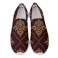 Vector Gold Ornament Pattern Seamless Damask Women s Slip On Sneakers