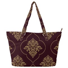 Vector Gold Ornament Pattern Seamless Damask Full Print Shoulder Bag by danenraven