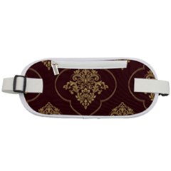 Vector Gold Ornament Pattern Seamless Damask Rounded Waist Pouch by danenraven