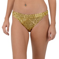 Damas Pattern Vector Texture Gold Ornament With Seamless Band Bikini Bottoms