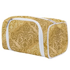 Damas Pattern Vector Texture Gold Ornament With Seamless Toiletries Pouch