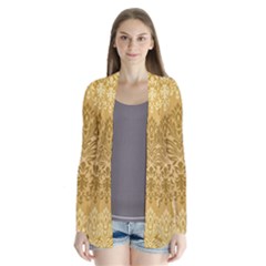 Damas Pattern Vector Texture Gold Ornament With Seamless Drape Collar Cardigan by danenraven