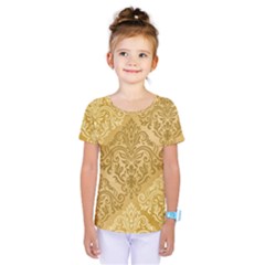 Damas Pattern Vector Texture Gold Ornament With Seamless Kids  One Piece Tee