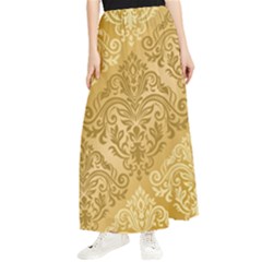 Damas Pattern Vector Texture Gold Ornament With Seamless Maxi Chiffon Skirt by danenraven