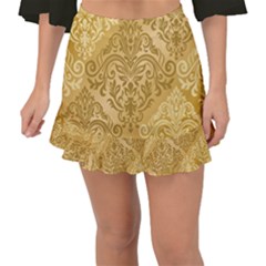 Damas Pattern Vector Texture Gold Ornament With Seamless Fishtail Mini Chiffon Skirt