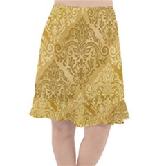 Damas Pattern Vector Texture Gold Ornament With Seamless Fishtail Chiffon Skirt by danenraven