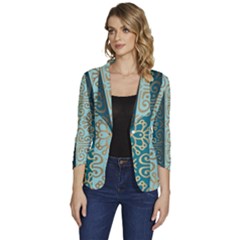 Gold Pattern Texture Golden Ornament Women s One-button 3/4 Sleeve Short Jacket