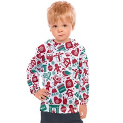 Background Vector Texture Christmas Winter Pattern Seamless Kids  Hooded Pullover by danenraven