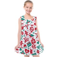 Background Vector Texture Christmas Winter Pattern Seamless Kids  Cross Back Dress by danenraven