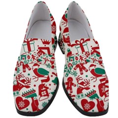 Background Vector Texture Christmas Winter Pattern Seamless Women s Chunky Heel Loafers