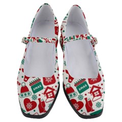 Background Vector Texture Christmas Winter Pattern Seamless Women s Mary Jane Shoes