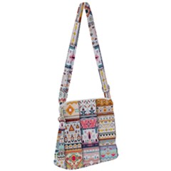 Pattern Texture Multi Colored Variation Zipper Messenger Bag