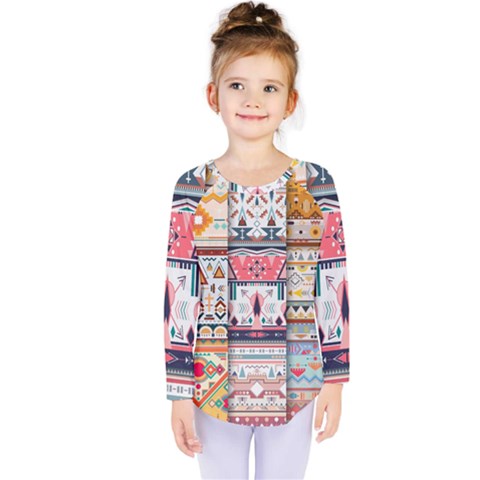 Pattern Texture Multi Colored Variation Kids  Long Sleeve Tee by danenraven