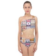 Pattern Texture Multi Colored Variation Spliced Up Two Piece Swimsuit by danenraven