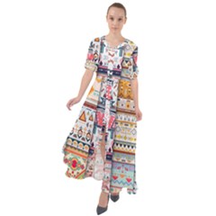 Pattern Texture Multi Colored Variation Waist Tie Boho Maxi Dress by danenraven