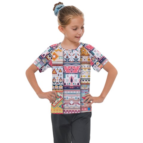 Pattern Texture Multi Colored Variation Kids  Mesh Piece Tee by danenraven