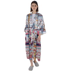 Pattern Texture Multi Colored Variation Maxi Satin Kimono by danenraven